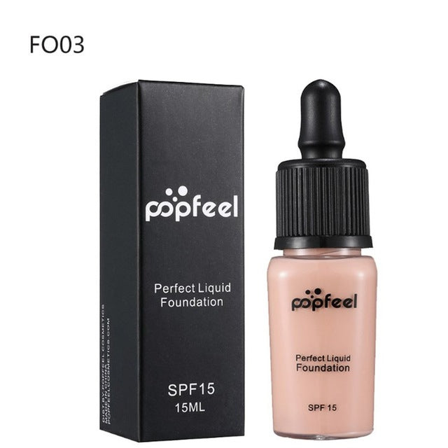 Popfeel fashion perfect Sunscreen Covers Concealer LongLasting SPF15 Sun Block Face Whitening Dark Skin Makeup Liquid Foundation