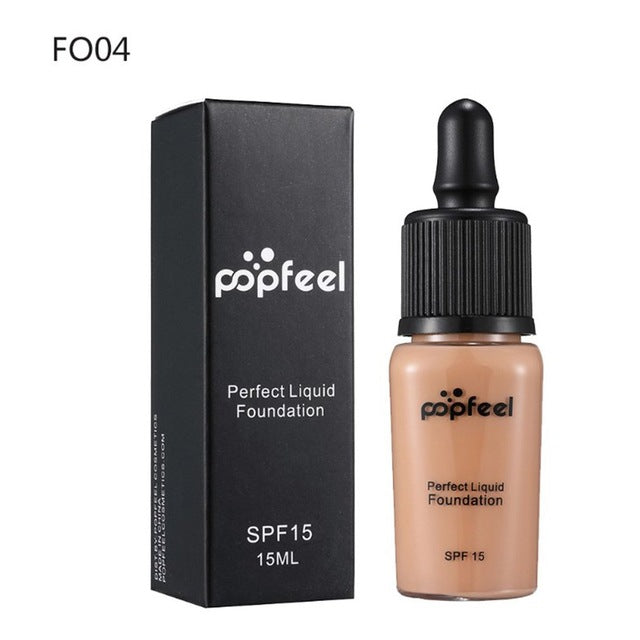 Popfeel fashion perfect Sunscreen Covers Concealer LongLasting SPF15 Sun Block Face Whitening Dark Skin Makeup Liquid Foundation